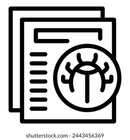 Bug document icon outline vector. System destroy. Accident cloud access