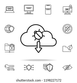 bug download from cloud icon. Virus antivirus icons universal set for web and mobile