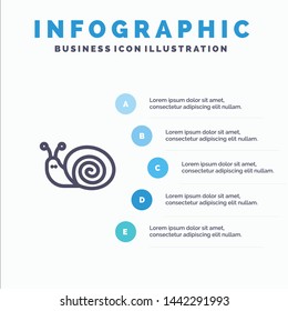 Bug, Easter, Snail, Spring Line icon with 5 steps presentation infographics Background