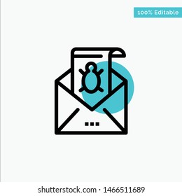 Bug, Emails, Email, Malware, Spam, Threat, Virus turquoise highlight circle point Vector icon. Vector Icon Template background