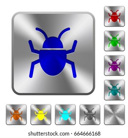 Bug engraved icons on rounded square glossy steel buttons