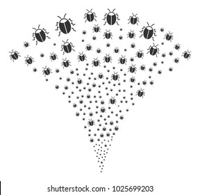 Bug festive fountain. Vector illustration style is flat iconic symbols. Object fountain done from random design elements as bug fireworks.