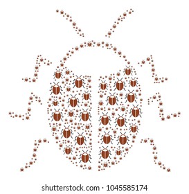 Bug figure combined in the figure of bug design elements. Vector iconized composition constructed with simple icons.