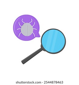 Bug Finding Flat Icon, Vector illustration