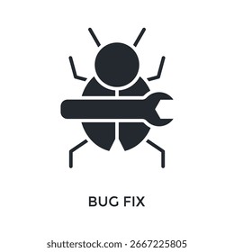 Estilo De Glifo Do Ícone De Correção De Bug. Ilustração De Vetor Para Design Gráfico