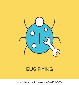 Bug Fix Vector Thin Line Icon