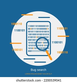 Bug fixing, error search, data recovery flat  design style vector concept illustration