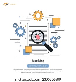 Bug fixing, error search, data recovery flat  contour style vector concept illustration