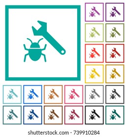 Bug fixing flat color icons with quadrant frames on white background