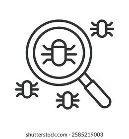 Bug fixing icon in line design. Bug fixing, debugging, software repair, troubleshooting, code fix, patching on white background vector. Bug fixing icon in line design editable stroke icon