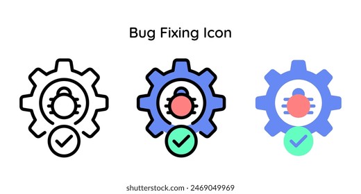 Bug fixing icon related to maintenance, setting, internet, security.