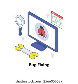 Bug Fixing isometric Colored illustration. EPS File stock illustration