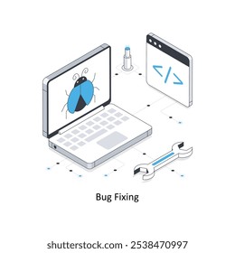 Bug Fixing isometric stock illustration Eps 10 File