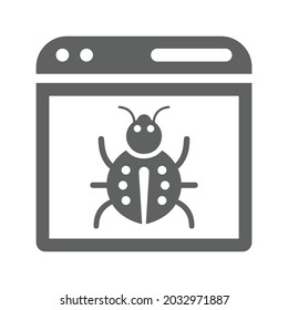 Bug, fixing, malware icon. Gray vector graphics.