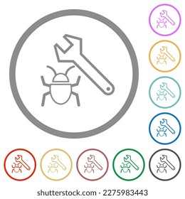 Bug fixing outline flat color icons in round outlines on white background