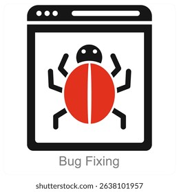 Bug Fixing vector icon concept design
