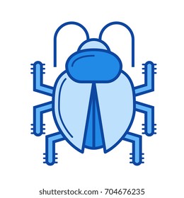 Bug fixing vector line icon isolated on white background. Bug fixing line icon for infographic, website or app. Blue icon designed on a grid system.