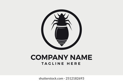 bug glyph Diseño de logotipo. Parásito humano. Símbolo de silueta. Diseño de logotipo mínimo, ilustración aislada de Vector.