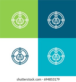 Bug green and blue material color minimal icon or logo design