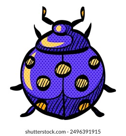 Bug halftone icon hand drawn color vector illustration