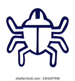 Bug Hand Drawn Icon with Blue Ballpoint Pen Style.