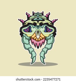 bug head vector ilustration isolated on brown background