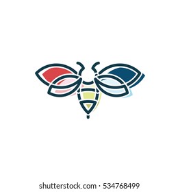 bug Hornet illustration of in the style contemporary design sign drawn in minimalism vector art