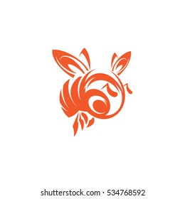 bug Hornet illustration of in the style contemporary design sign drawn in minimalism vector art