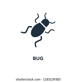 Bug icon. Black filled vector illustration. Bug symbol on white background. Can be used in web and mobile.