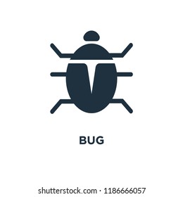 Bug icon. Black filled vector illustration. Bug symbol on white background. Can be used in web and mobile.