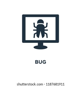 Bug icon. Black filled vector illustration. Bug symbol on white background. Can be used in web and mobile.