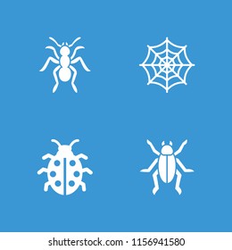 Bug icon. collection of 4 bug filled icons such as ladybug, beetle, ant. editable bug icons for web and mobile.