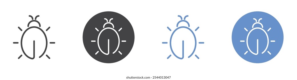 Bug icon Flat set in black and white color