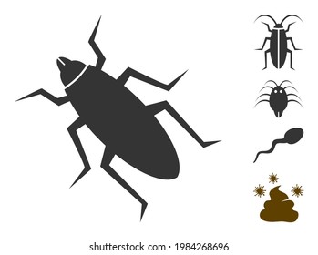 Bug icon with flat style. Isolated vector bug icon illustrations on a white background, simple style. Some similar icons added also.