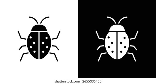 Bug icon in flat version on black and white background