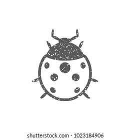 Bug icon in grunge texture. Vintage style vector illustration.