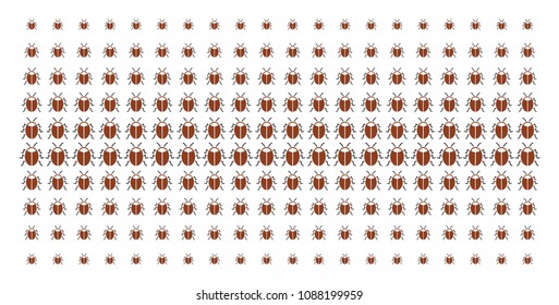 Bug icon halftone pattern, constructed for backgrounds, covers, templates and abstract effects. Vector bug shapes arranged into halftone array.