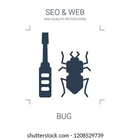 bug icon. high quality filled bug icon on white background. from seo web collection flat trendy vector bug symbol. use for web and mobile