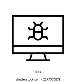 bug icon. Line Art Style Design Isolated On White Background
