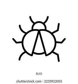 bug icon. Line Art Style Design Isolated On White Background