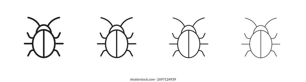 Bug icon line design. thin line vector icon set.