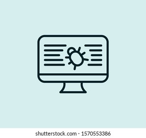 Bug icon line isolated on clean background. Bug icon concept drawing icon line in modern style. Vector illustration for your web mobile logo app UI design.