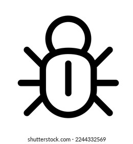 Bug icon line isolated on white background. Black flat thin icon on modern outline style. Linear symbol and editable stroke. Simple and pixel perfect stroke vector illustration. 