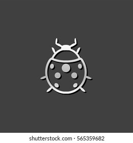 Bug icon in metallic grey color style. Insects, computer virus 