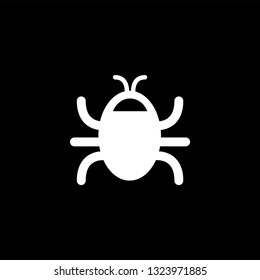 Bug Icon On Black Background. Black Flat Style Vector Illustration.