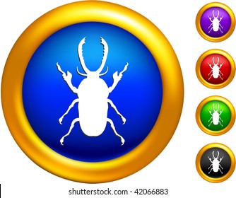 bug icon on buttons with golden borders