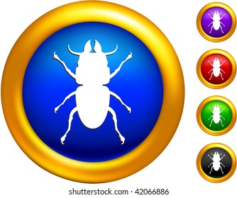 bug icon on buttons with golden borders