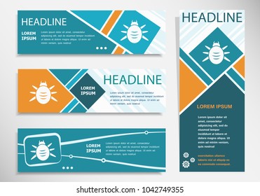 Bug icon on horizontal and vertical banner. Modern banner design template. 