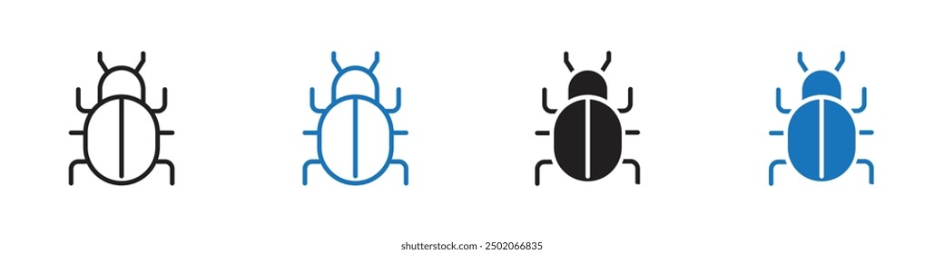 Bug icon Outline set in black and white color