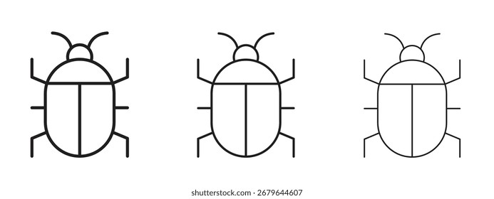 Ícone de bug, sinal de contorno, símbolos lineares